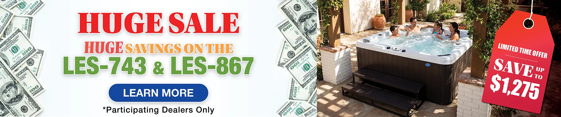 Calspas hot tub being used in a family setting - Sunrise